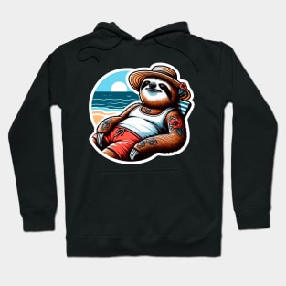 Sloth Relaxing By The Beach Hoodie